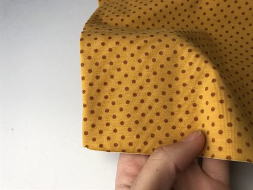 Bomuldsjersey - lys karry med mini prikker